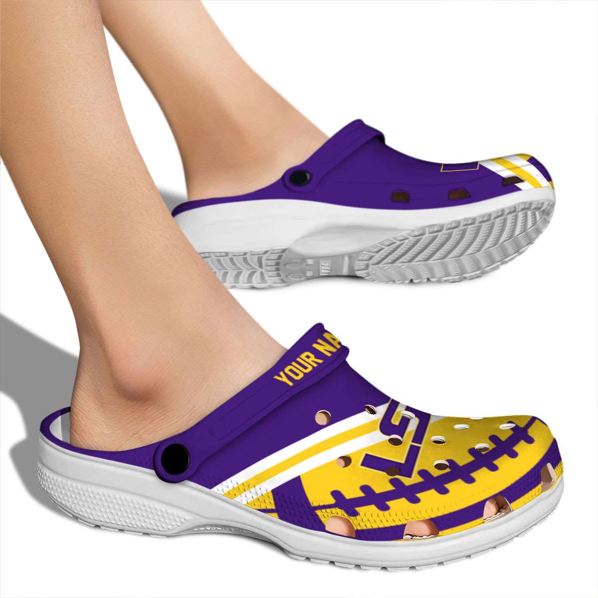 Merchidea LSU Tigers NCAA Sport Crocs Crocband Clogs Shoes Comfortable For Men Women and Kids