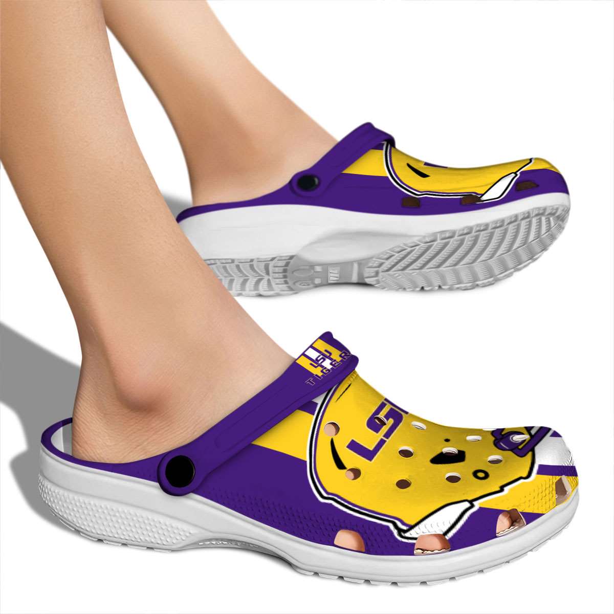 Merchidea LSU Tigers NCAA Sport Crocs Crocband Clogs Shoes Comfortable For Men Women and Kids