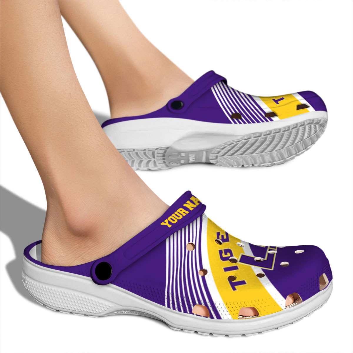 Merchidea LSU Tigers NCAA Sport Crocs Crocband Clogs Shoes Comfortable For Men Women and Kids