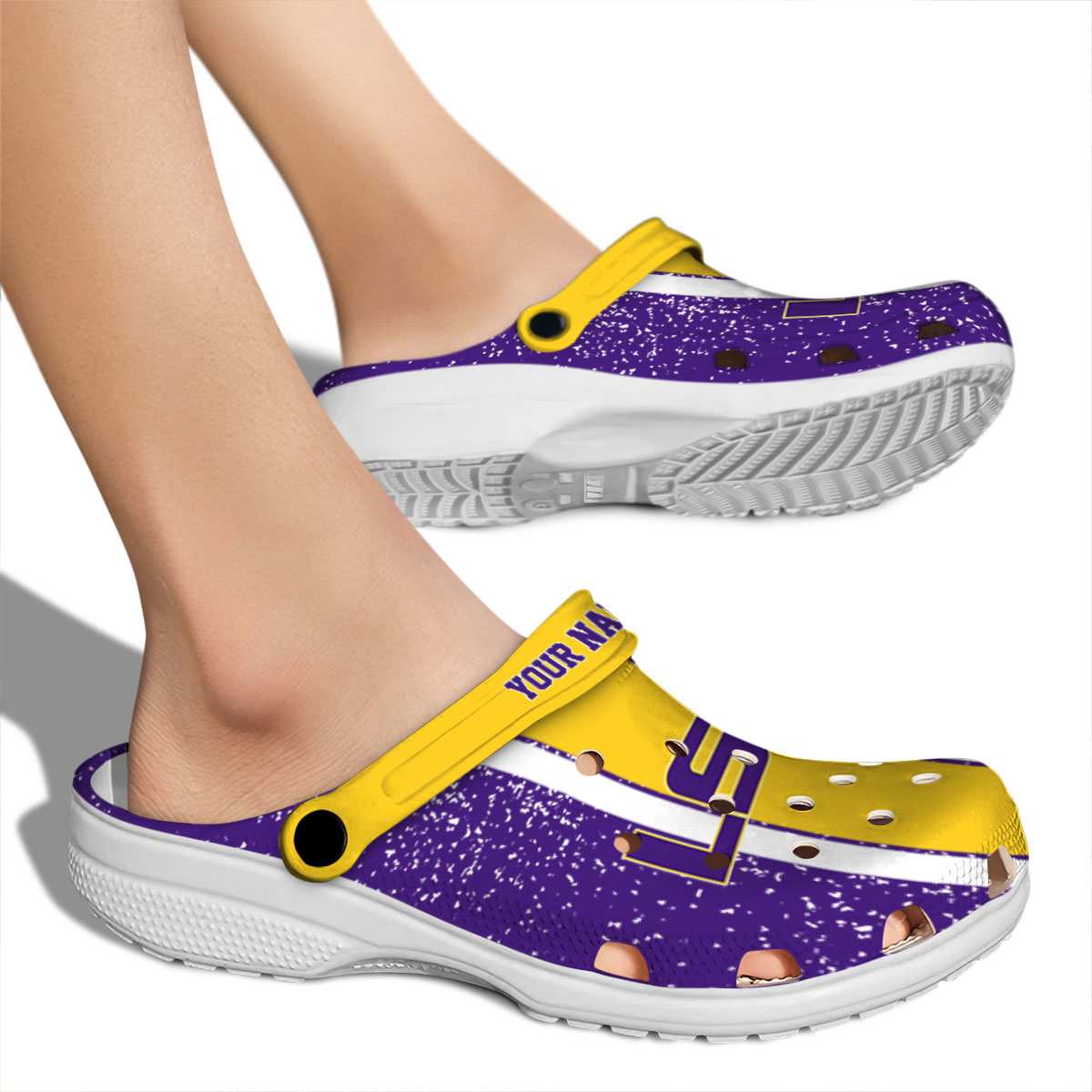Merchidea LSU Tigers NCAA Sport Crocs Crocband Clogs Shoes Comfortable For Men Women and Kids