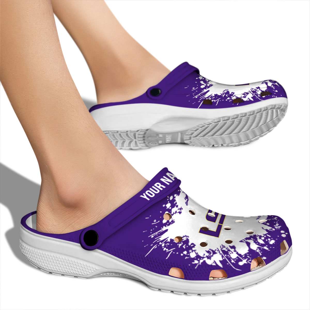 Merchidea LSU Tigers NCAA Sport Crocs Crocband Clogs Shoes Comfortable For Men Women and Kids