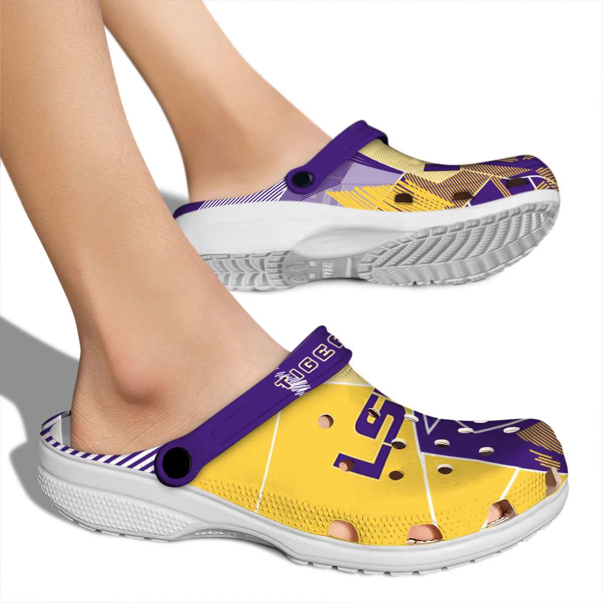 Merchidea LSU Tigers NCAA Sport Crocs Crocband Clogs Shoes Comfortable For Men Women and Kids