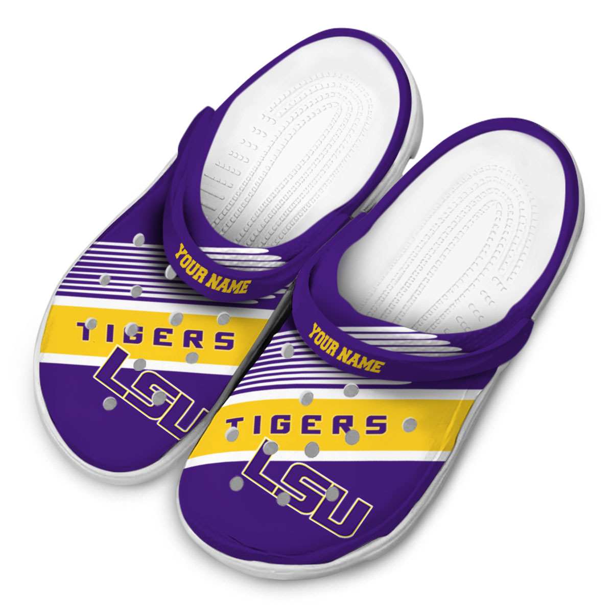 Merchidea LSU Tigers NCAA Sport Crocs Crocband Clogs Shoes Comfortable For Men Women and Kids