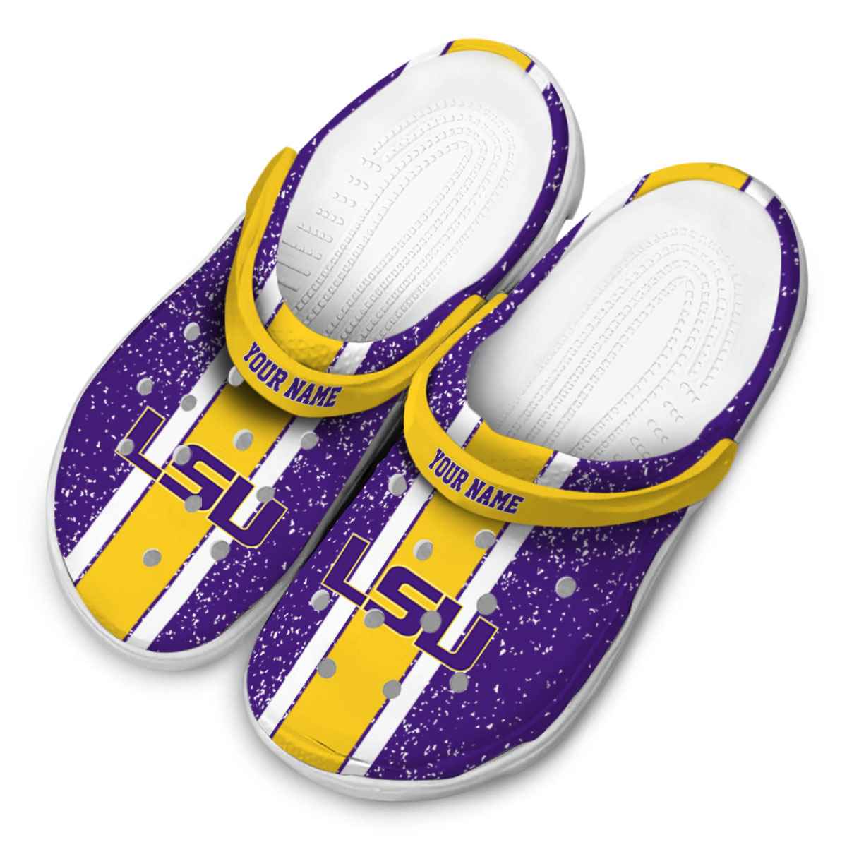 Merchidea LSU Tigers NCAA Sport Crocs Crocband Clogs Shoes Comfortable For Men Women and Kids