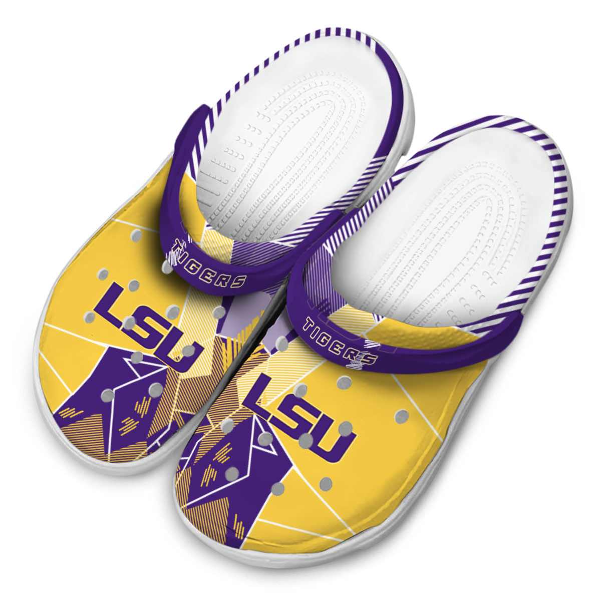 Merchidea LSU Tigers NCAA Sport Crocs Crocband Clogs Shoes Comfortable For Men Women and Kids