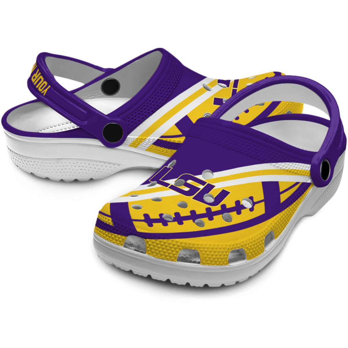 Merchidea LSU Tigers NCAA Sport Crocs Crocband Clogs Shoes Comfortable For Men Women and Kids