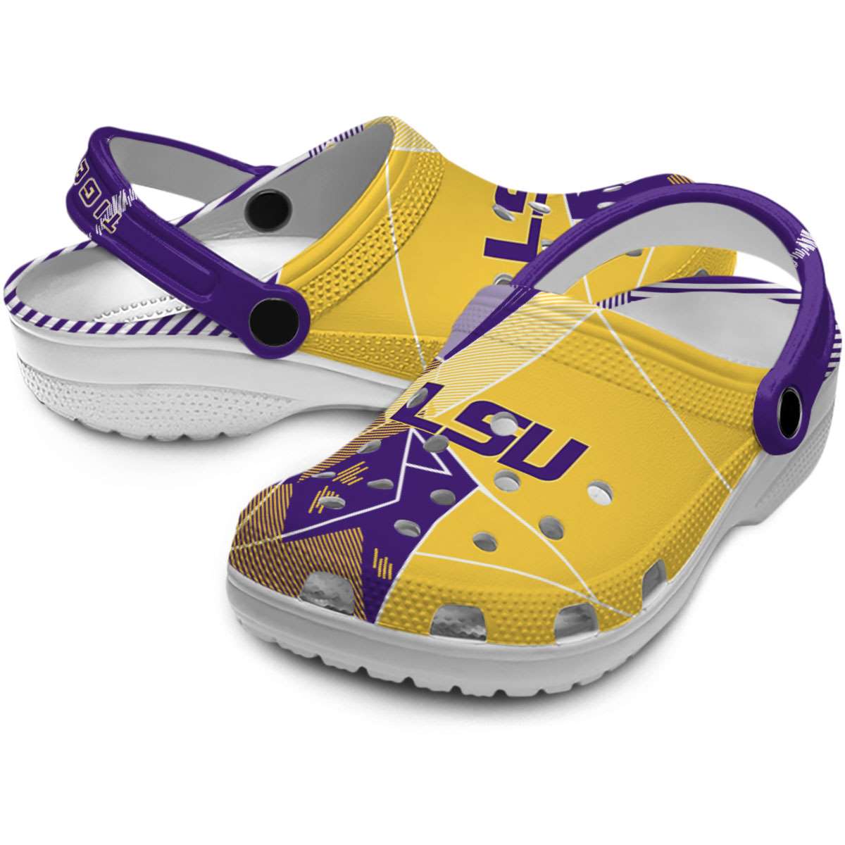 Merchidea LSU Tigers NCAA Sport Crocs Crocband Clogs Shoes Comfortable For Men Women and Kids