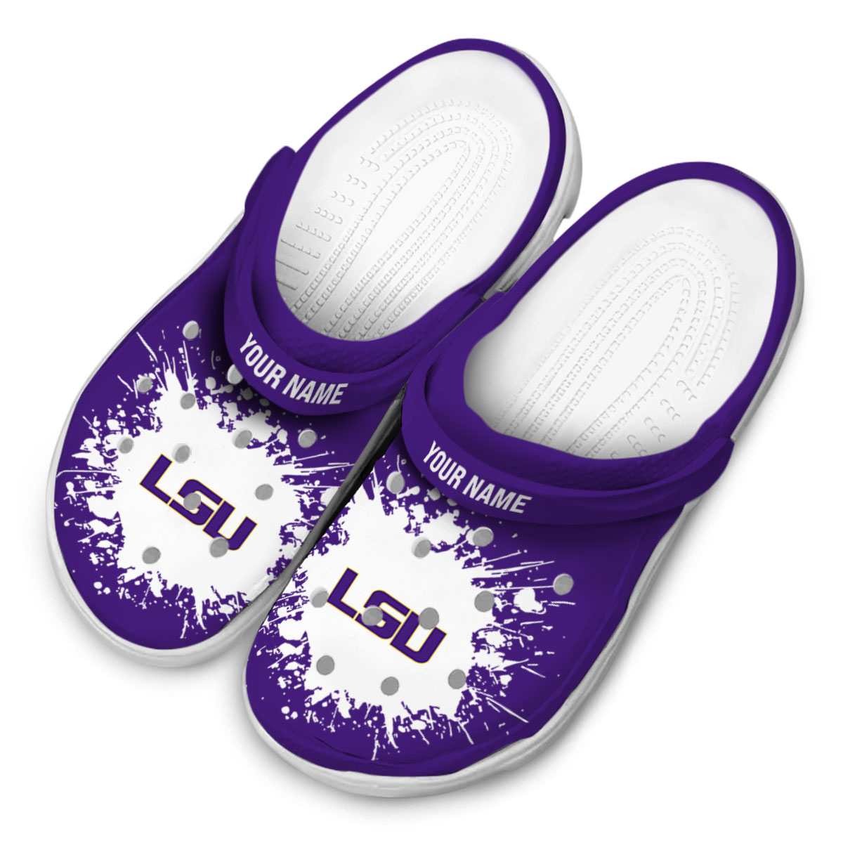Merchidea LSU Tigers NCAA Sport Crocs Crocband Clogs Shoes Comfortable For Men Women and Kids