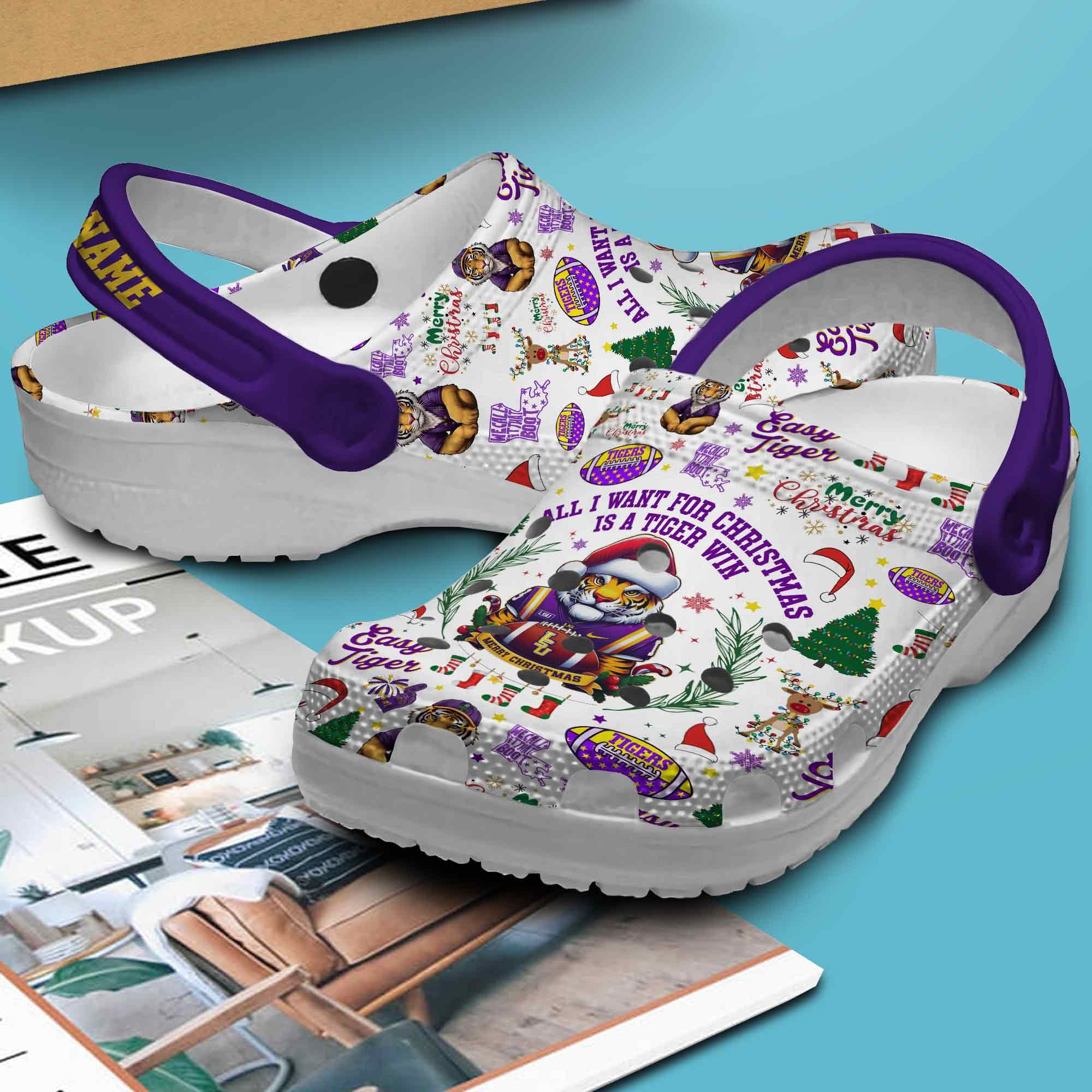 Merchidea LSU Tigers NCAA Sport Crocs Crocband Clogs Shoes Comfortable For Men Women and Kids
