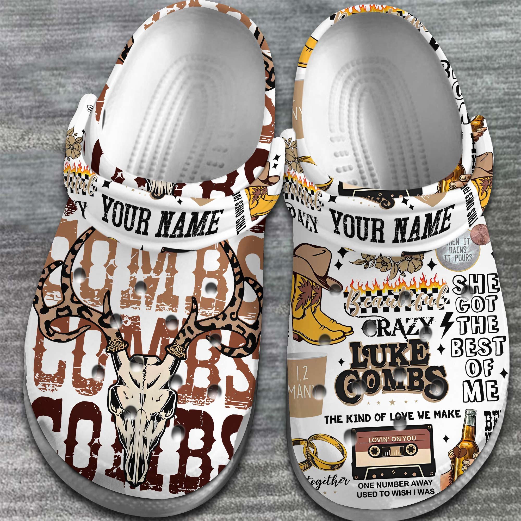 Merchidea Luke Combs Singer Music Crocs Crocband Clogs Shoes Comfortable For Men Women and Kids