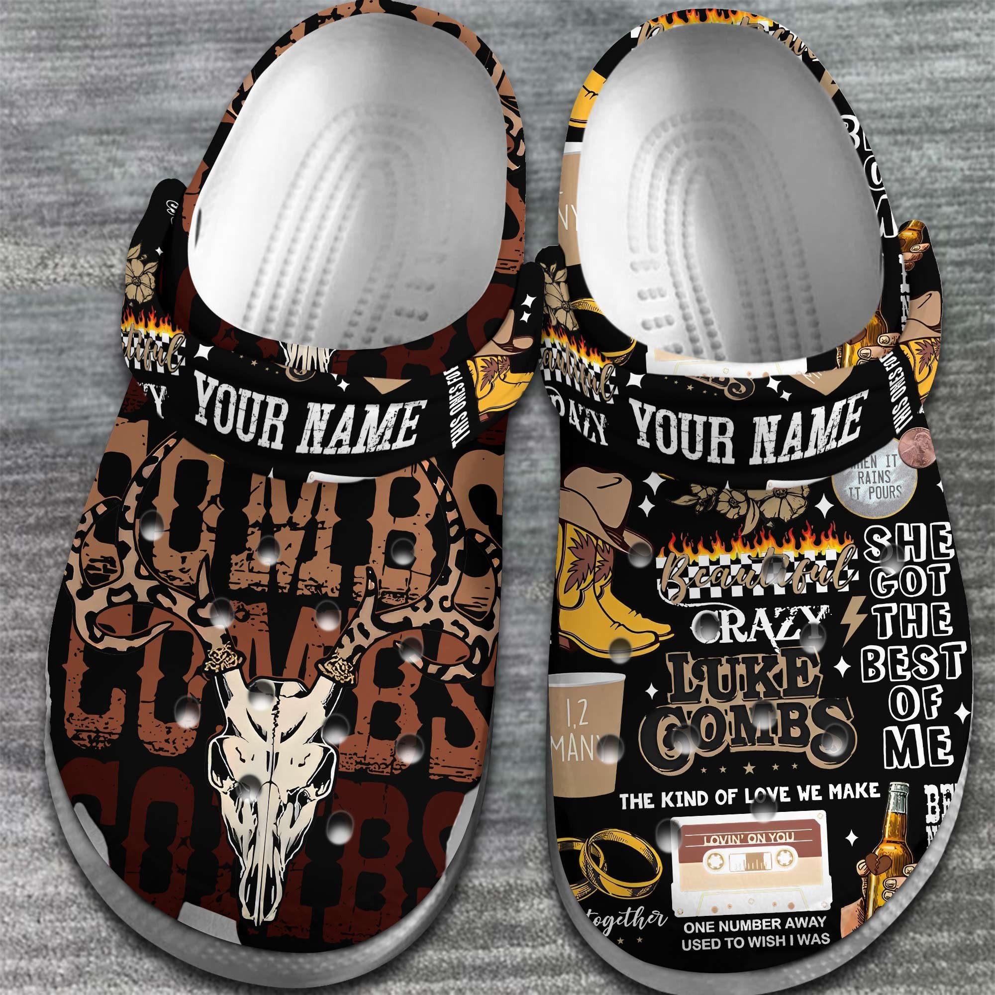 Merchidea Luke Combs Singer Music Crocs Crocband Clogs Shoes Comfortable For Men Women and Kids