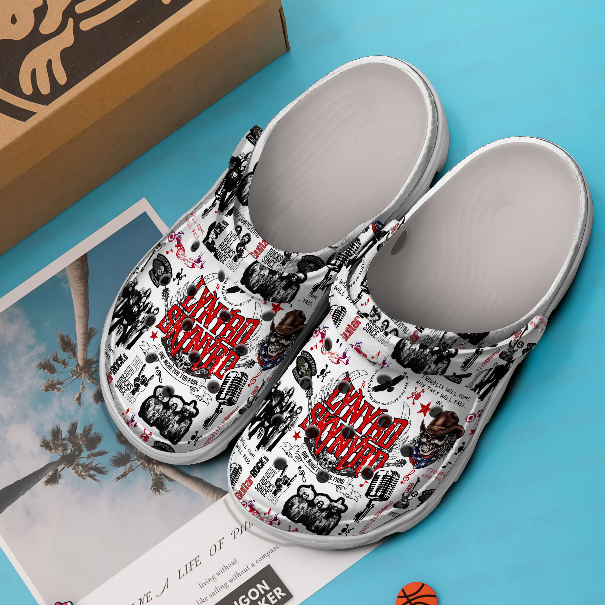 Merchidea Lynyrd Skynyrd Music Crocs Crocband Clogs Shoes Comfortable For Men Women and Kids