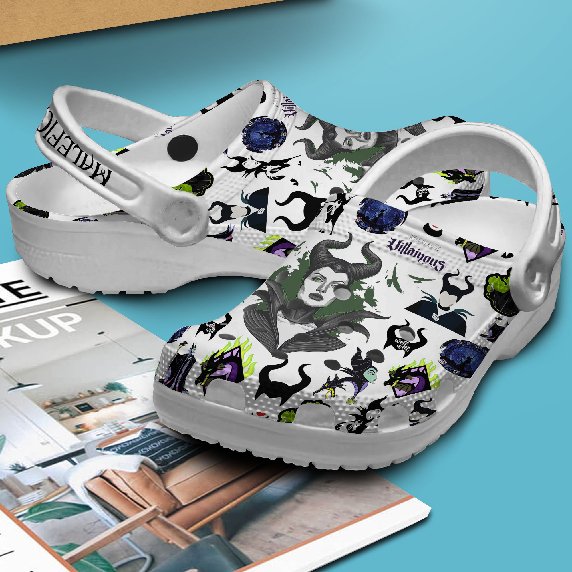 Merchidea Maleficent Movie Cartoon Crocs Crocband Clogs Shoes Comfortable For Men Women and Kids