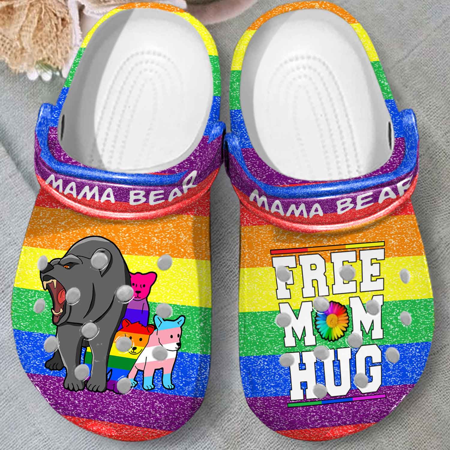 Merchidea Mama bear Mother's Day Crocs Crocband Clogs Shoes Comfortable For Men Women and Kids