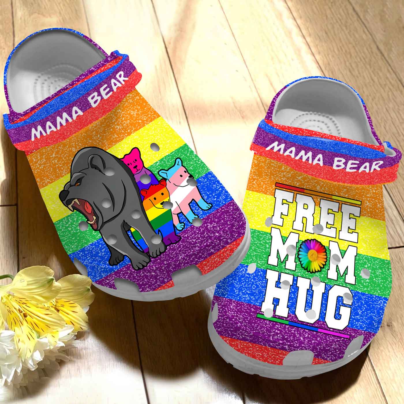 Merchidea Mama bear Mother's Day Crocs Crocband Clogs Shoes Comfortable For Men Women and Kids