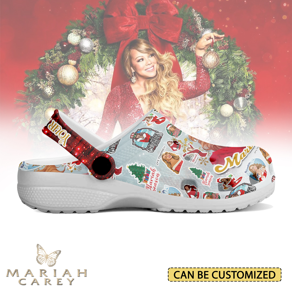 Merchidea Mariah Carey Music Christmas Crocs Crocband Clogs Shoes Comfortable For Men Women and Kids