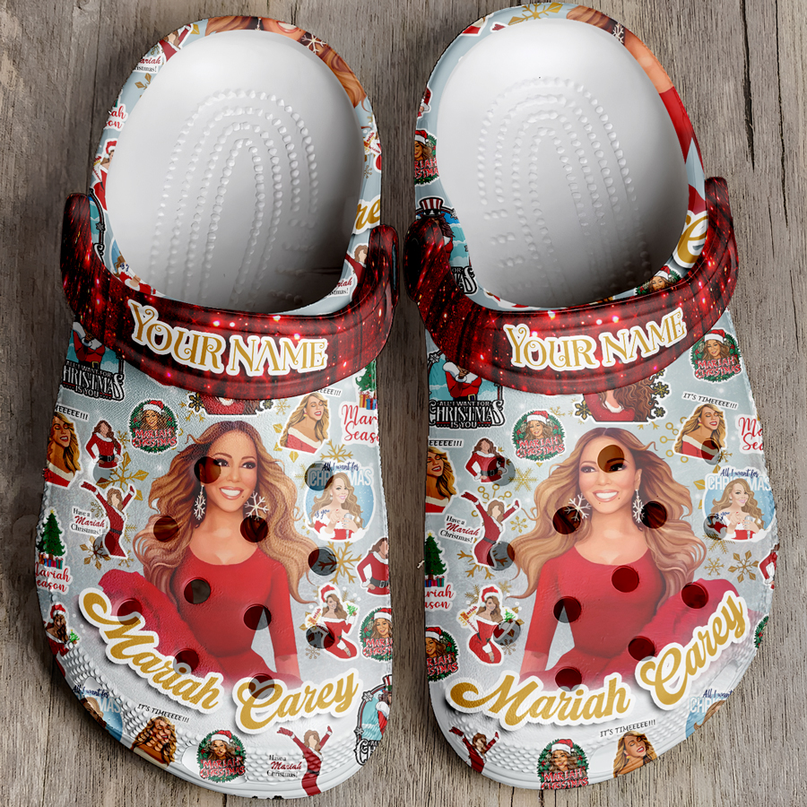 Merchidea Mariah Carey Music Christmas Crocs Crocband Clogs Shoes Comfortable For Men Women and Kids