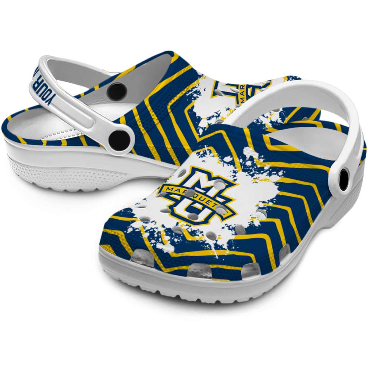 Merchidea Marquette Golden Eagles NCAA Sport Crocs Crocband Clogs Shoes Comfortable For Men Women and Kids