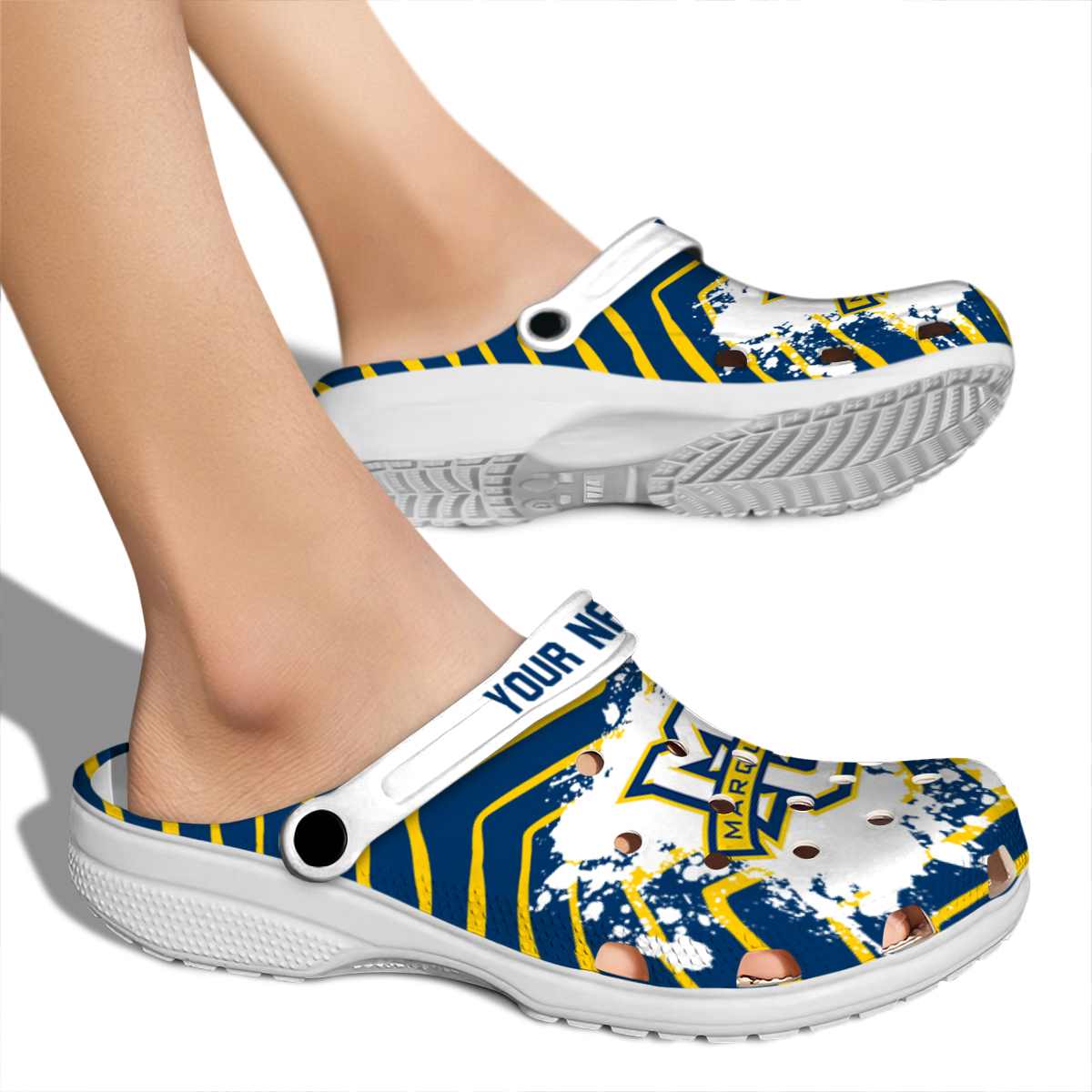 Merchidea Marquette Golden Eagles NCAA Sport Crocs Crocband Clogs Shoes Comfortable For Men Women and Kids