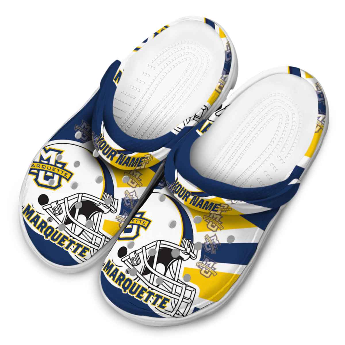 Merchidea Marquette Golden Eagles NCAA Sport Crocs Crocband Clogs Shoes Comfortable For Men Women and Kids