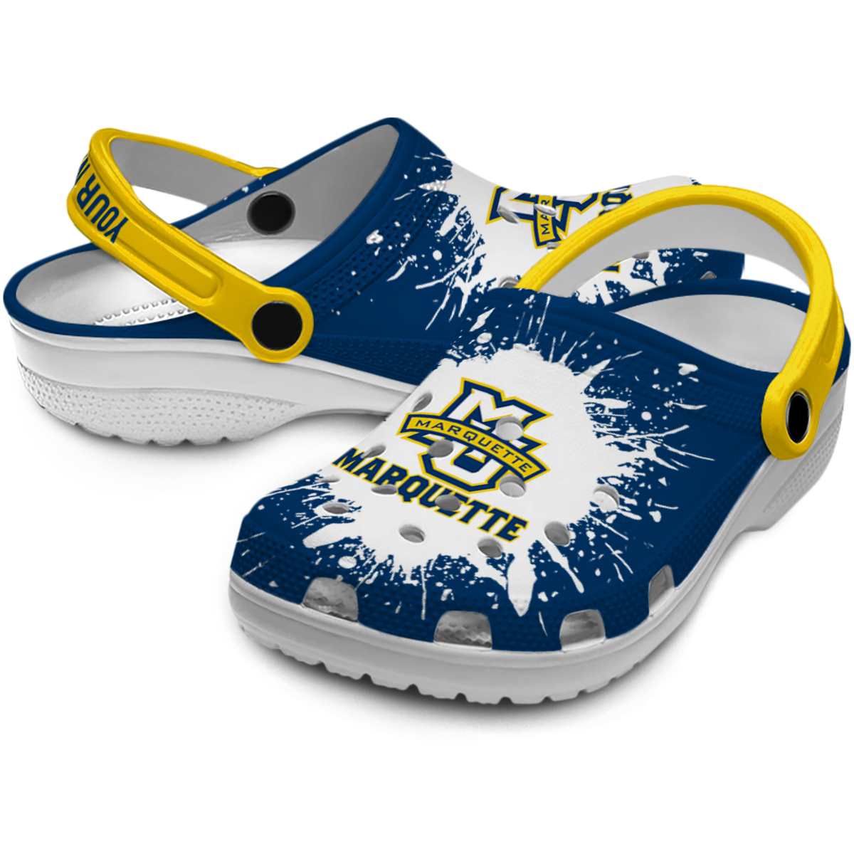 Merchidea Marquette Golden Eagles NCAA Sport Crocs Crocband Clogs Shoes Comfortable For Men Women and Kids