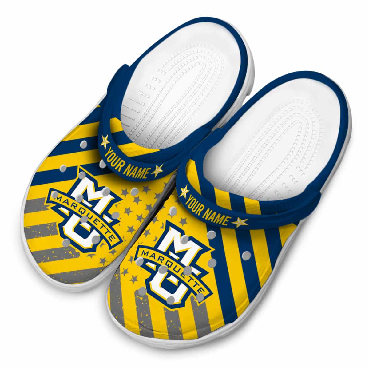 Merchidea Marquette Golden Eagles NCAA Sport Crocs Crocband Clogs Shoes Comfortable For Men Women and Kids