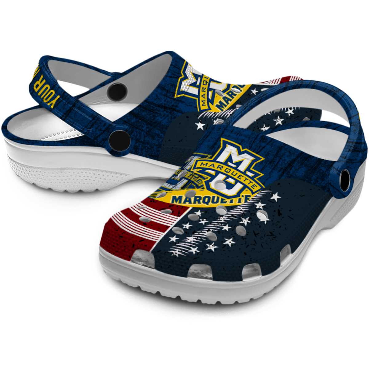 Merchidea Marquette Golden Eagles NCAA Sport Crocs Crocband Clogs Shoes Comfortable For Men Women and Kids