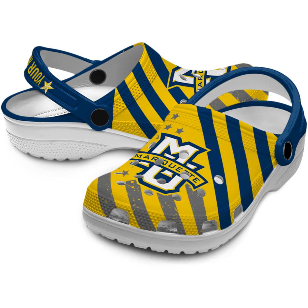 Merchidea Marquette Golden Eagles NCAA Sport Crocs Crocband Clogs Shoes Comfortable For Men Women and Kids