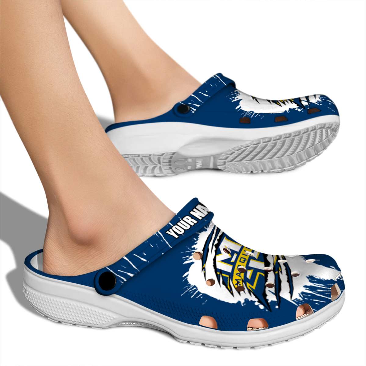 Merchidea Marquette Golden Eagles NCAA Sport Crocs Crocband Clogs Shoes Comfortable For Men Women and Kids
