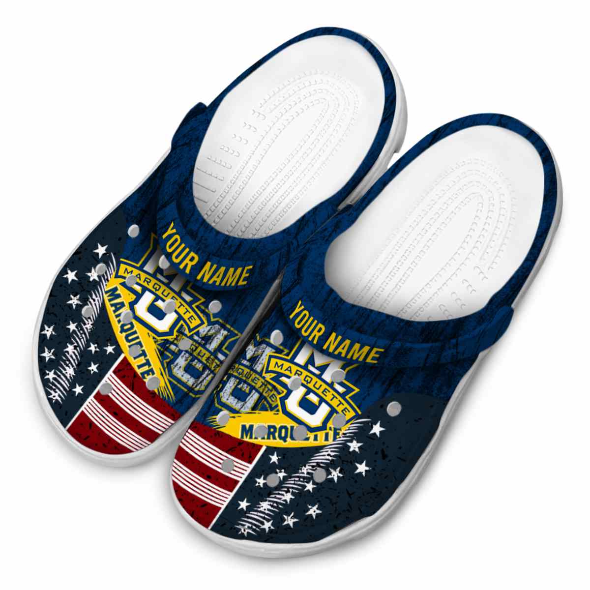 Merchidea Marquette Golden Eagles NCAA Sport Crocs Crocband Clogs Shoes Comfortable For Men Women and Kids
