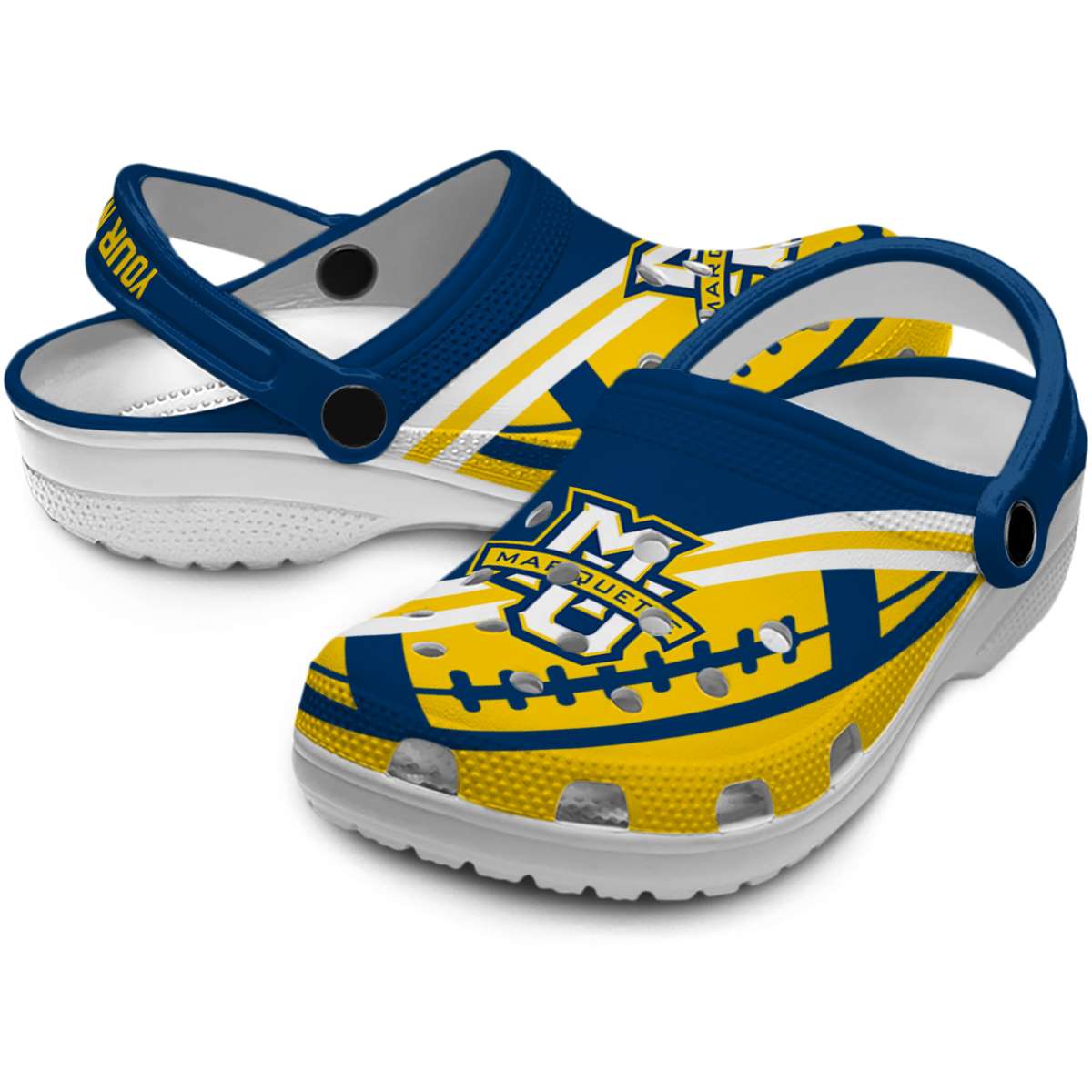 Merchidea Marquette Golden Eagles NCAA Sport Crocs Crocband Clogs Shoes Comfortable For Men Women and Kids