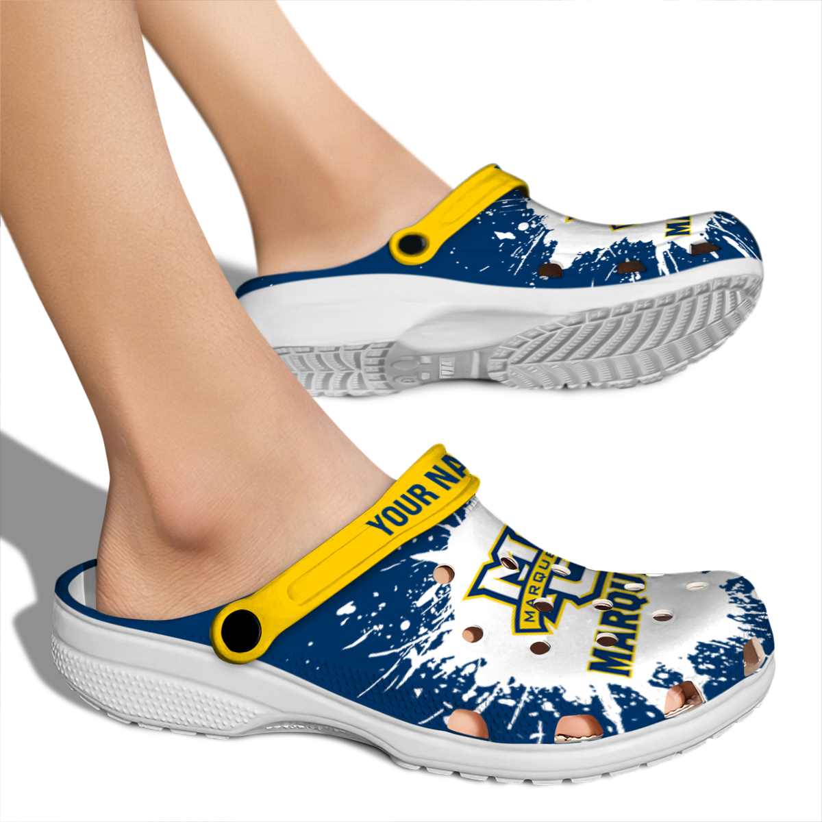 Merchidea Marquette Golden Eagles NCAA Sport Crocs Crocband Clogs Shoes Comfortable For Men Women and Kids