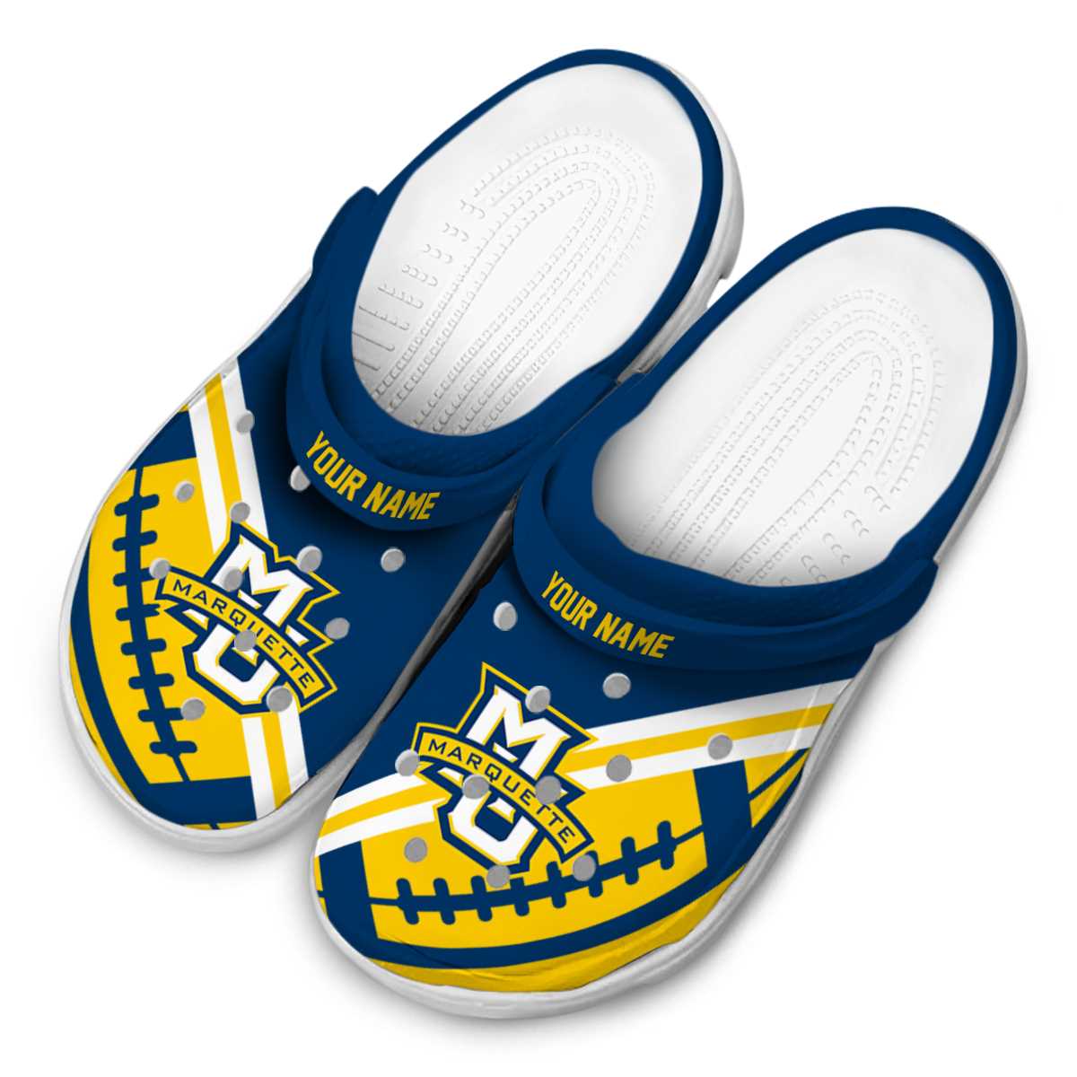 Merchidea Marquette Golden Eagles NCAA Sport Crocs Crocband Clogs Shoes Comfortable For Men Women and Kids