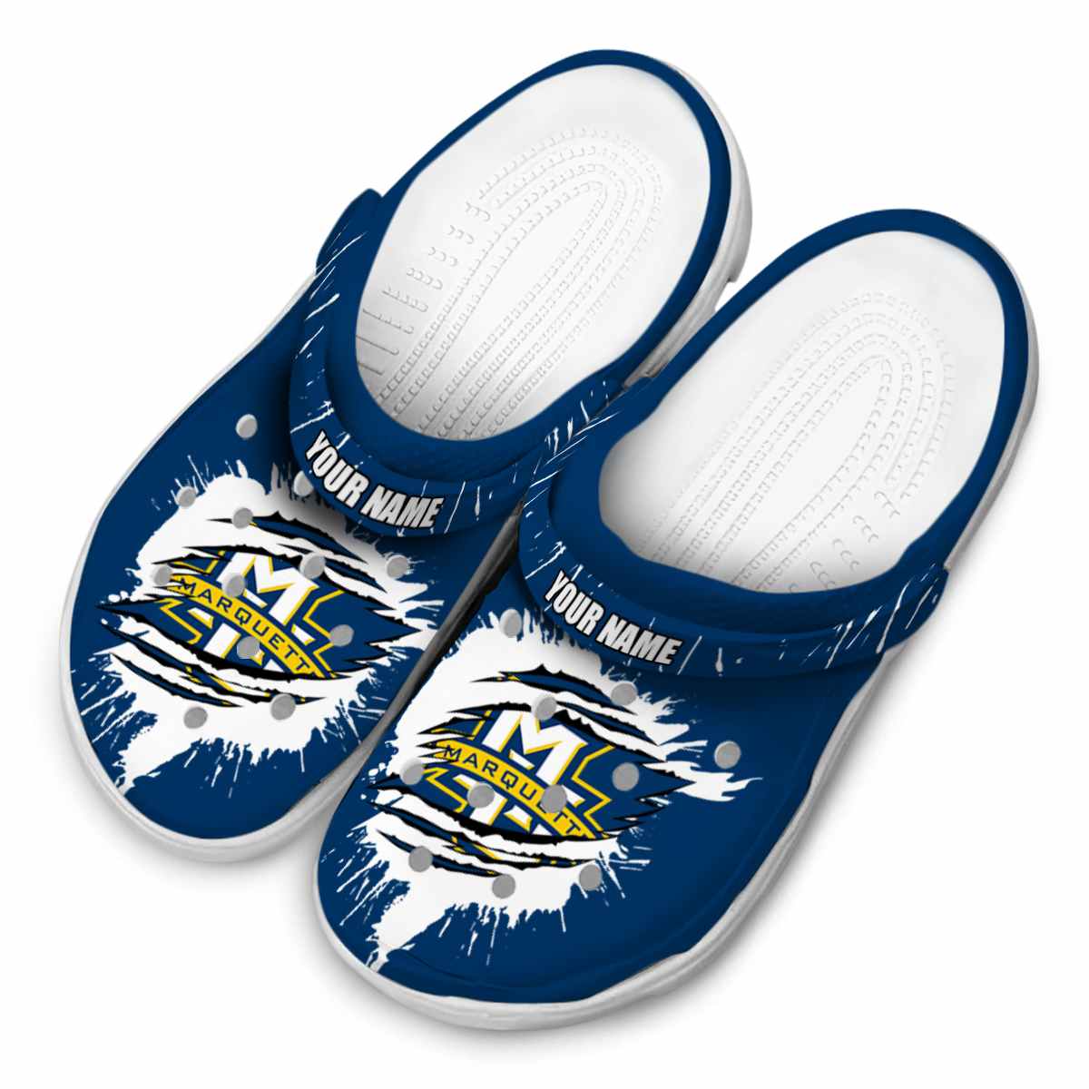 Merchidea Marquette Golden Eagles NCAA Sport Crocs Crocband Clogs Shoes Comfortable For Men Women and Kids