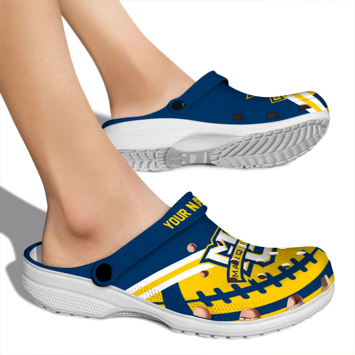 Merchidea Marquette Golden Eagles NCAA Sport Crocs Crocband Clogs Shoes Comfortable For Men Women and Kids