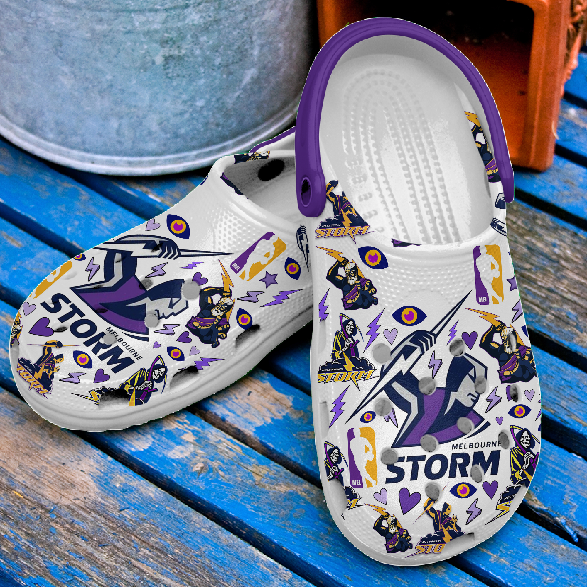 Merchidea Melbourne Storm Australia NRL Sport Crocs Crocband Clogs Shoes Comfortable For Men Women and Kids