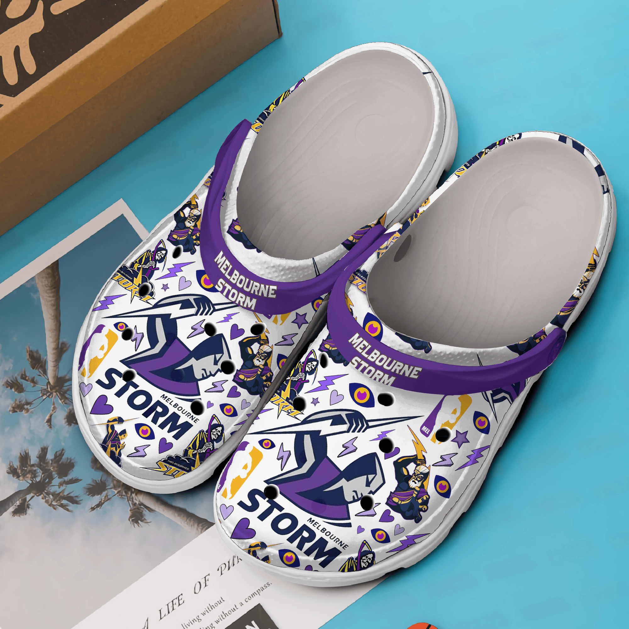 Merchidea Melbourne Storm Australia NRL Sport Crocs Crocband Clogs Shoes Comfortable For Men Women and Kids