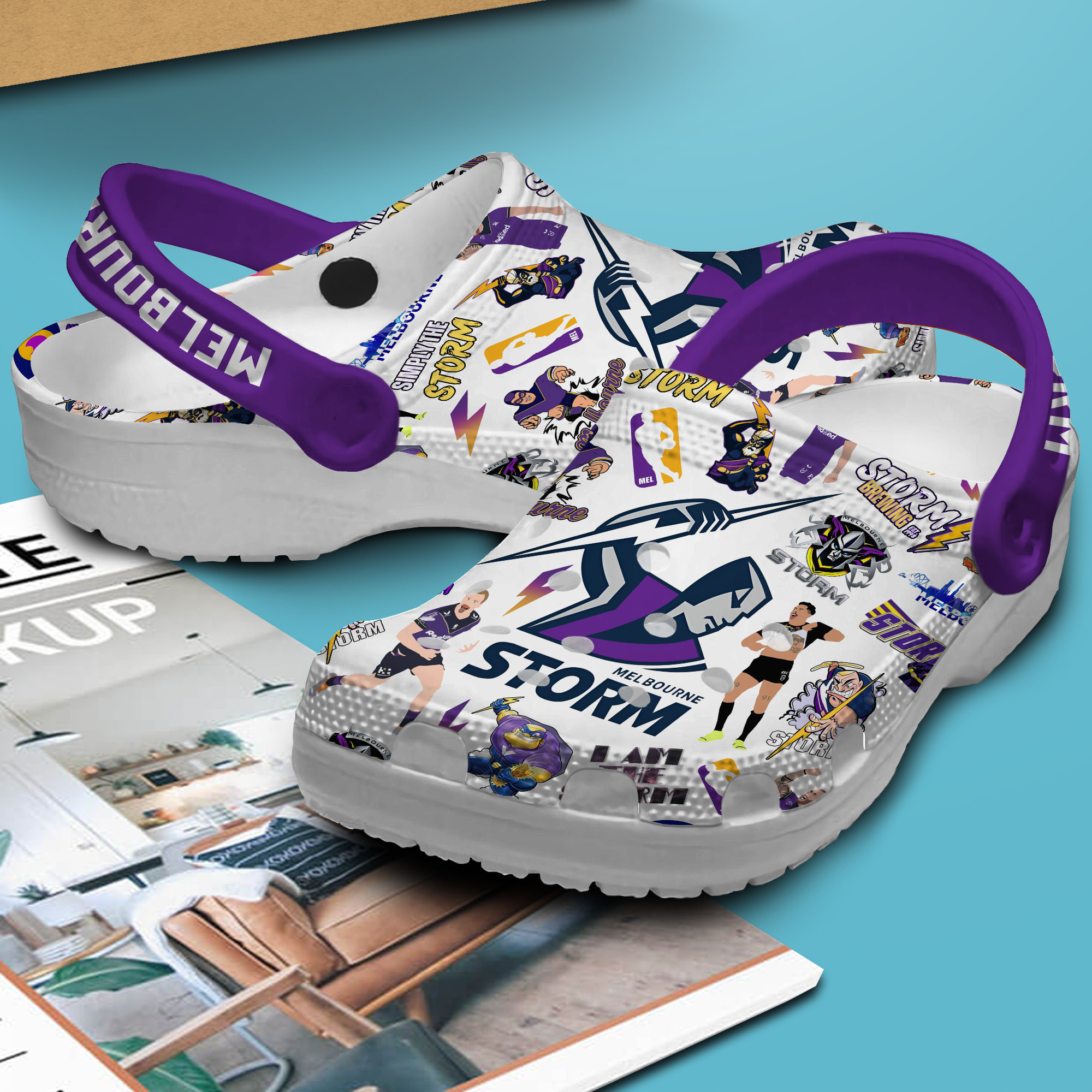 Merchidea Melbourne Storm NRL Sport Crocs Crocband Clogs Shoes Comfortable For Men Women and Kids