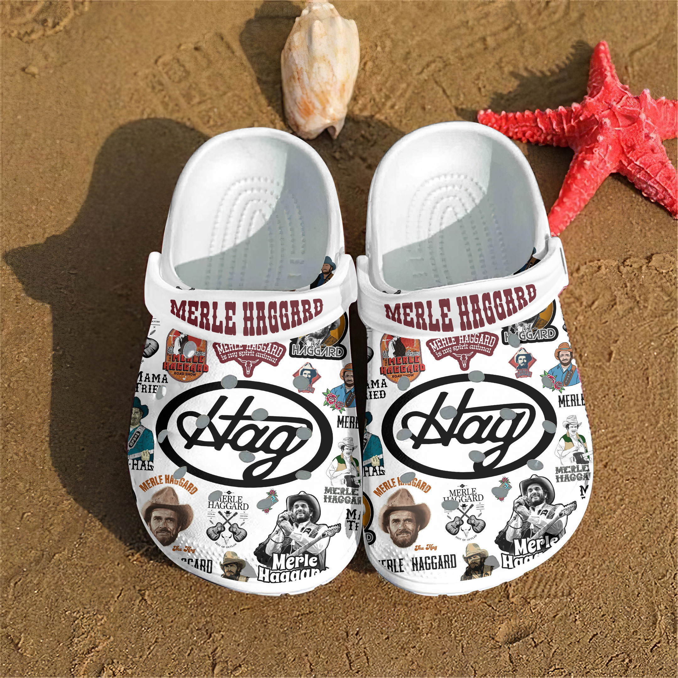 Merchidea Merle Haggard Music Crocs Crocband Clogs Shoes Comfortable For Men Women and Kids