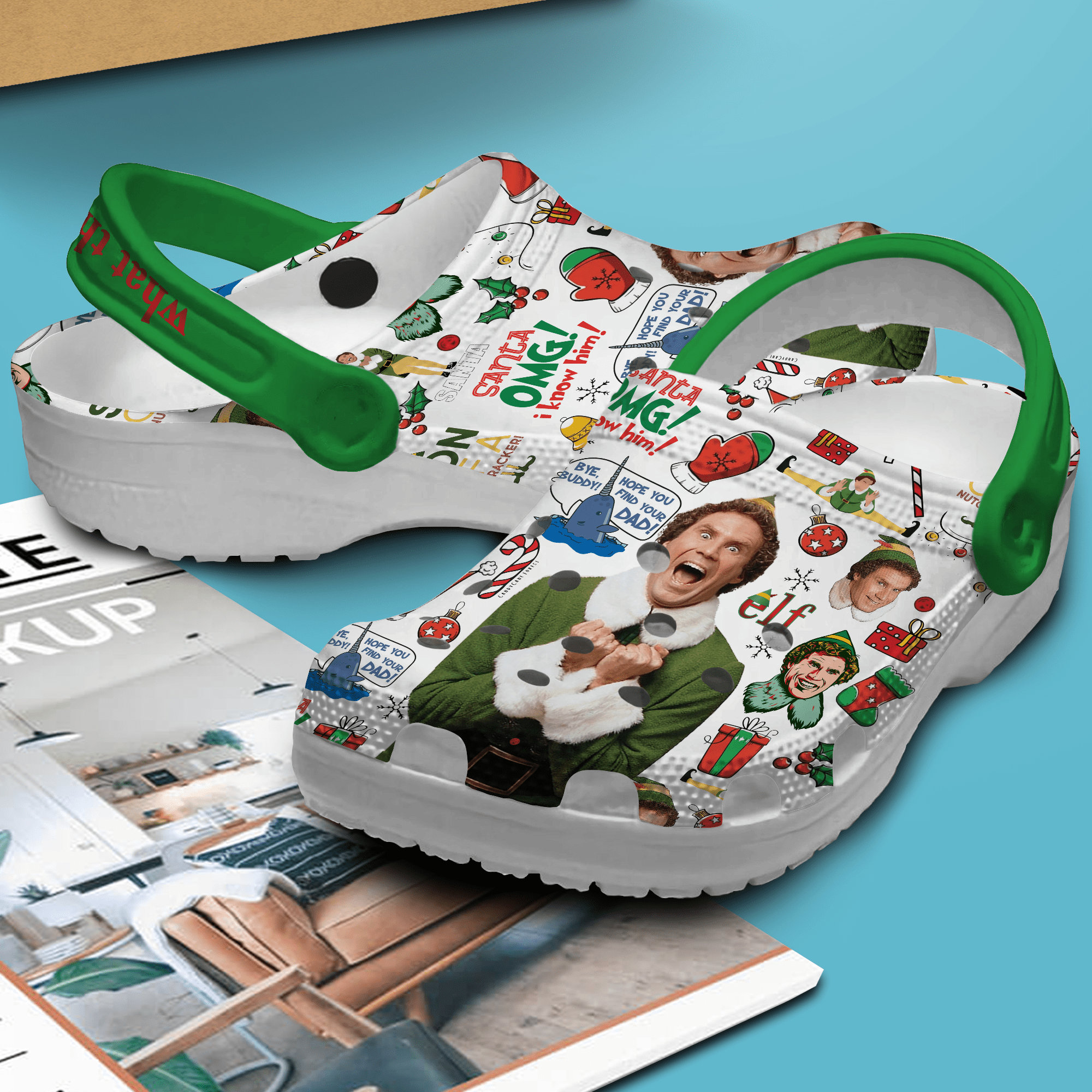 Merchidea Merry Christmas Elf Movie Crocs Crocband Clogs Shoes Comfortable For Men Women and Kids