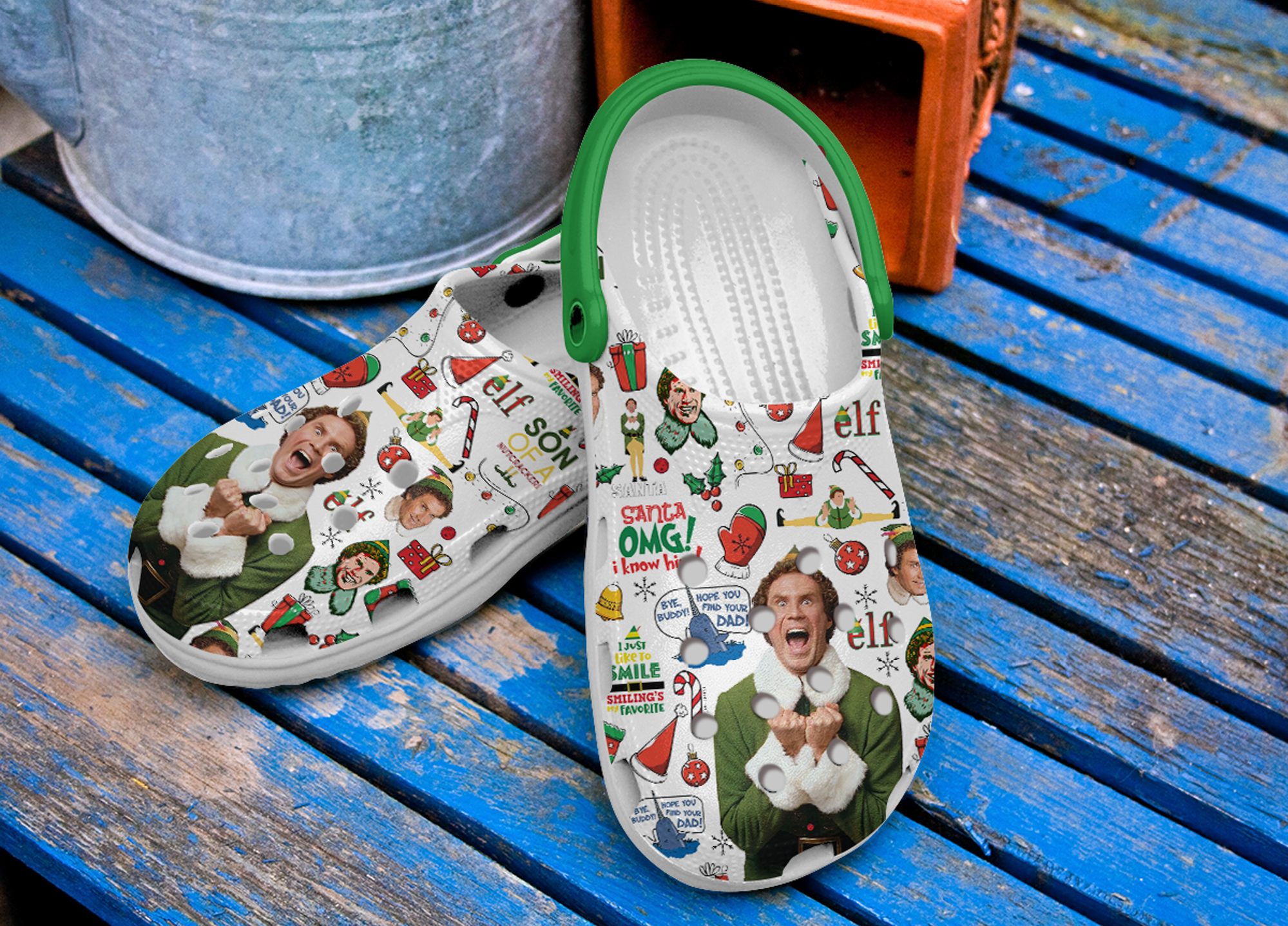 Merchidea Merry Christmas Elf Movie Crocs Crocband Clogs Shoes Comfortable For Men Women and Kids