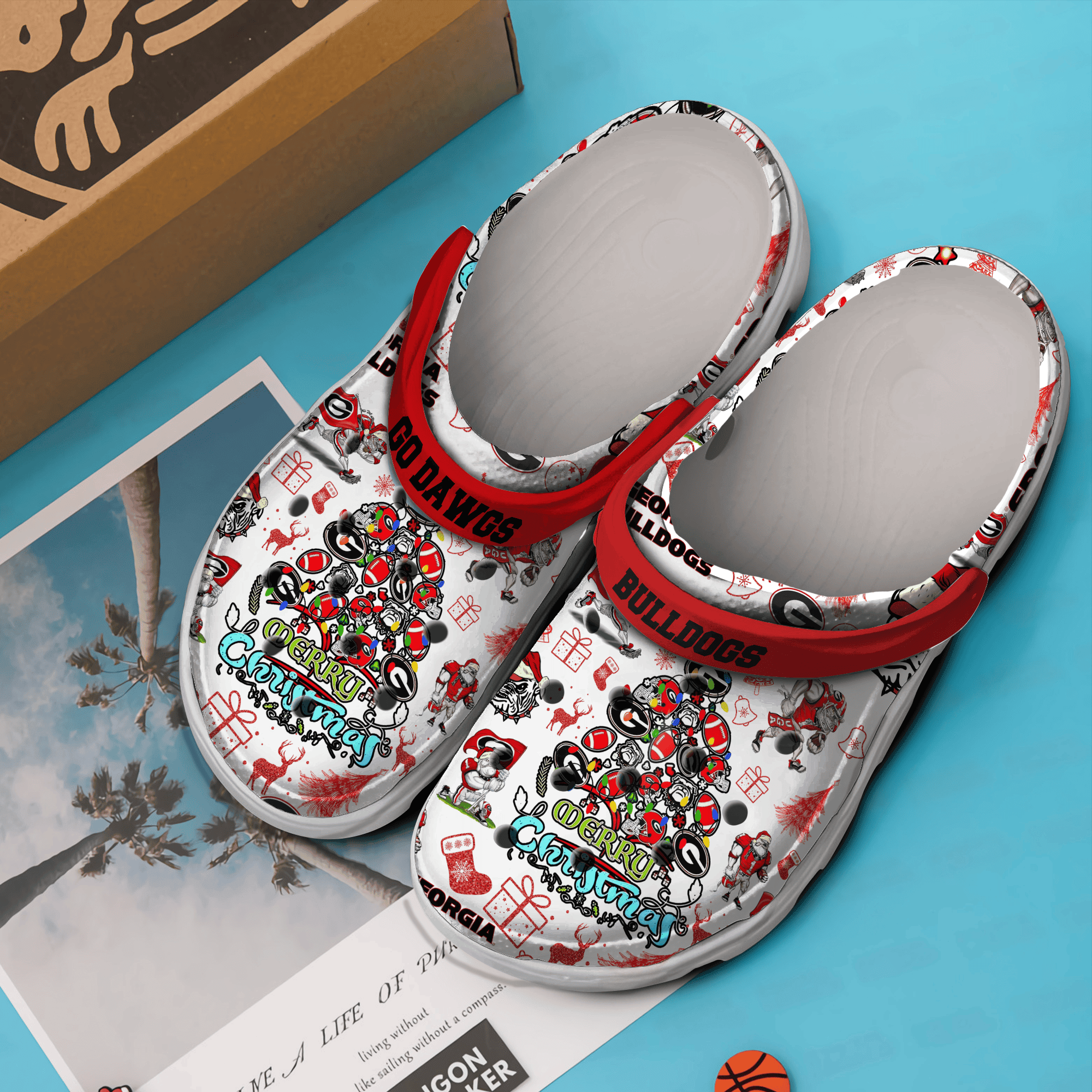 Merchidea Merry Christmas Georgia Bulldogs NCAA Sport Crocs Crocband Clogs Shoes Comfortable For Men Women and Kids