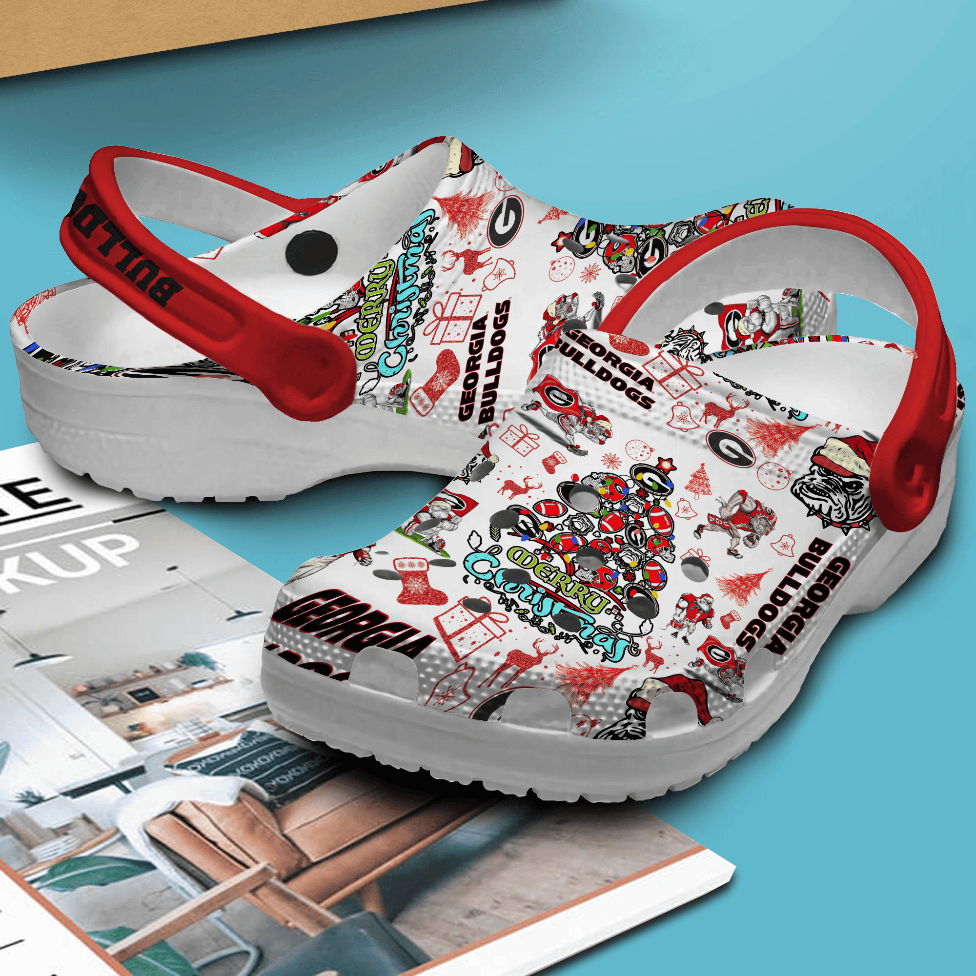 Merchidea Merry Christmas Georgia Bulldogs NCAA Sport Crocs Crocband Clogs Shoes Comfortable For Men Women and Kids