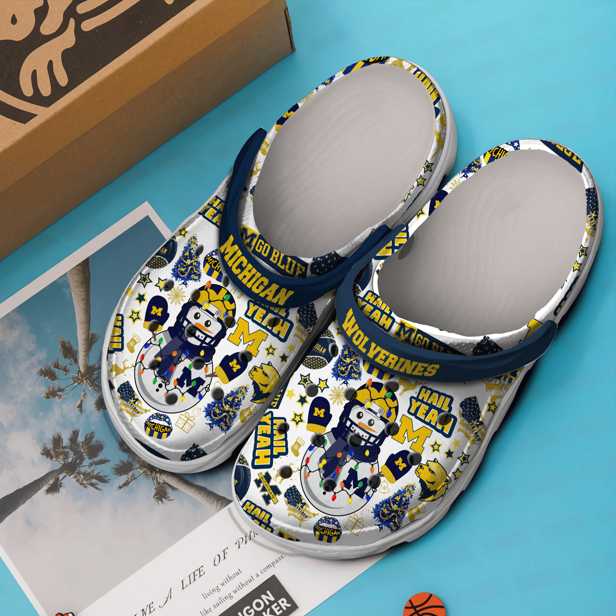 Merchidea Merry Christmas Michigan Wolverines NCAA Sport Crocs Crocband Clogs Shoes Comfortable For Men Women and Kids