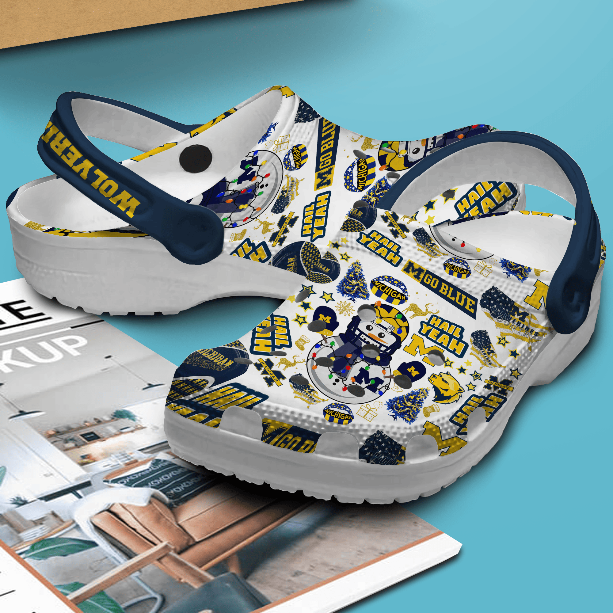 Merchidea Merry Christmas Michigan Wolverines NCAA Sport Crocs Crocband Clogs Shoes Comfortable For Men Women and Kids