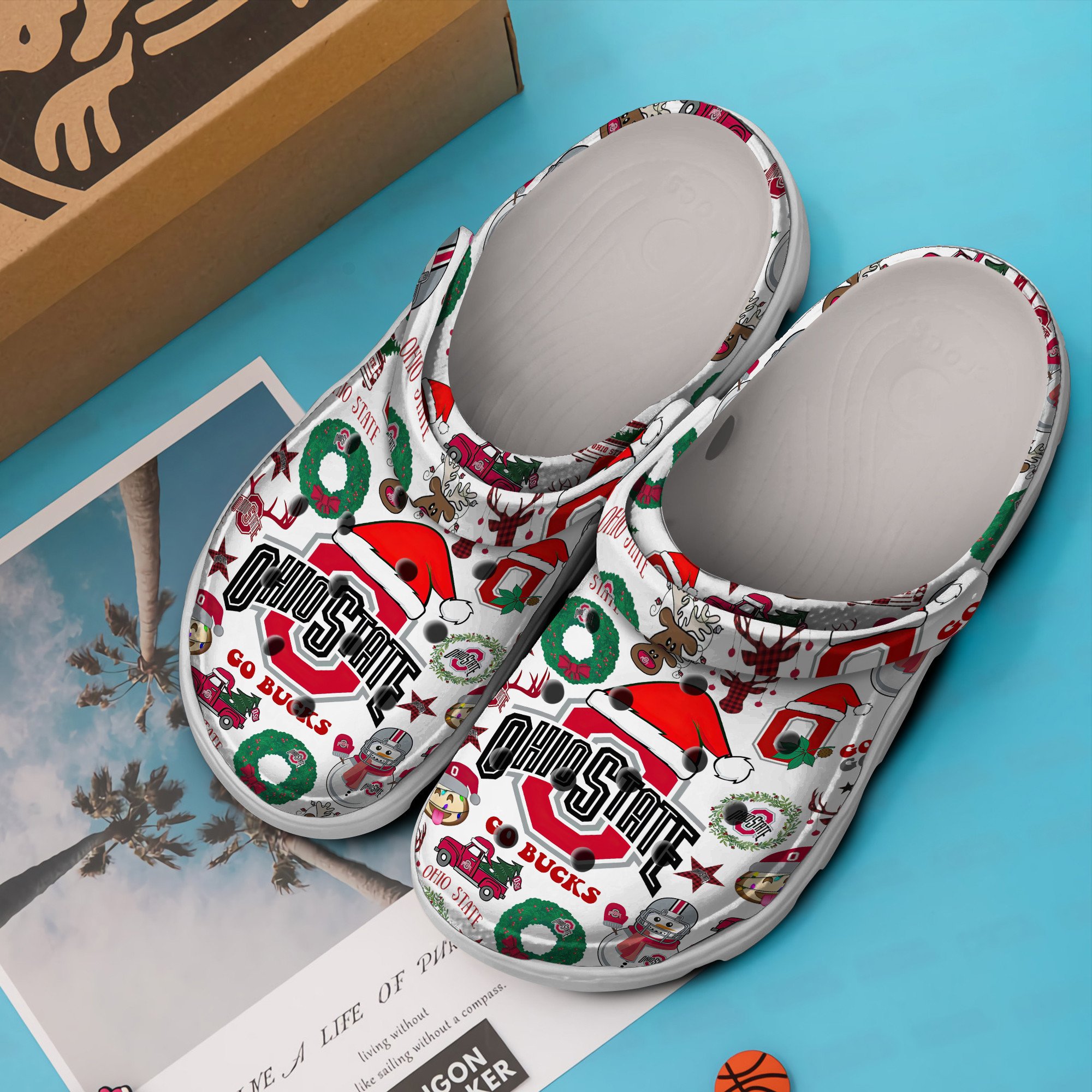 Merchidea Merry Christmas Ohio State Buckeyes NCAA Sport Crocs Crocband Clogs Shoes Comfortable For Men Women and Kids