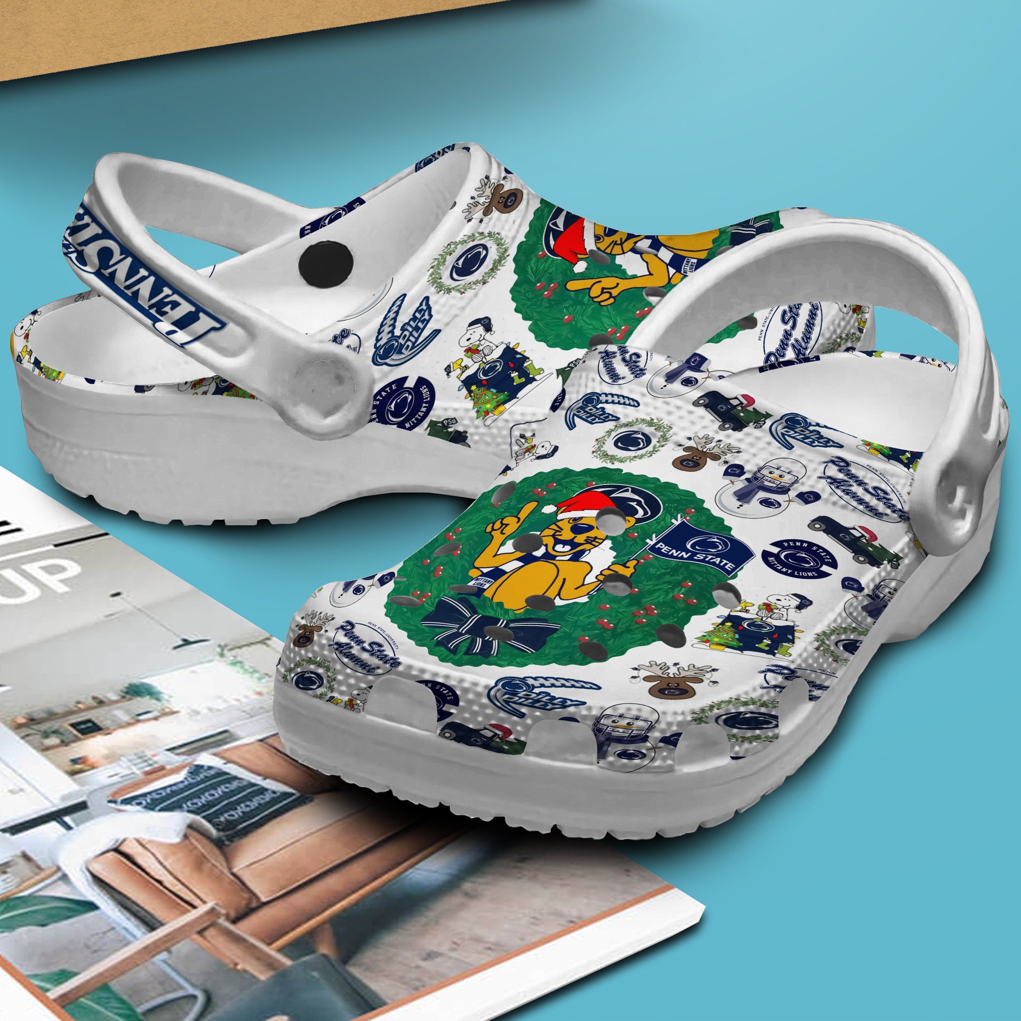 Merchidea Merry Christmas Penn State Nittany Lions NCAA Sport Crocs Crocband Clogs Shoes Comfortable For Men Women and Kids