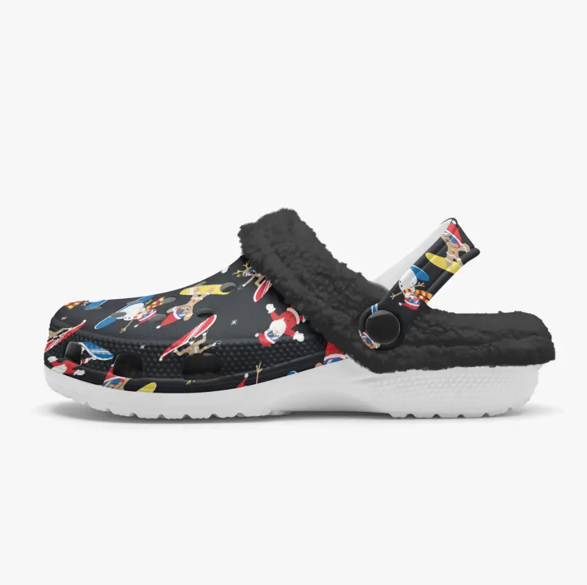 Merchidea Merry Christmas Stylish Gingerbread Crocs Crocband Fleece Lined Clogs Shoes Comfortable For Men Women and Kids In Winter