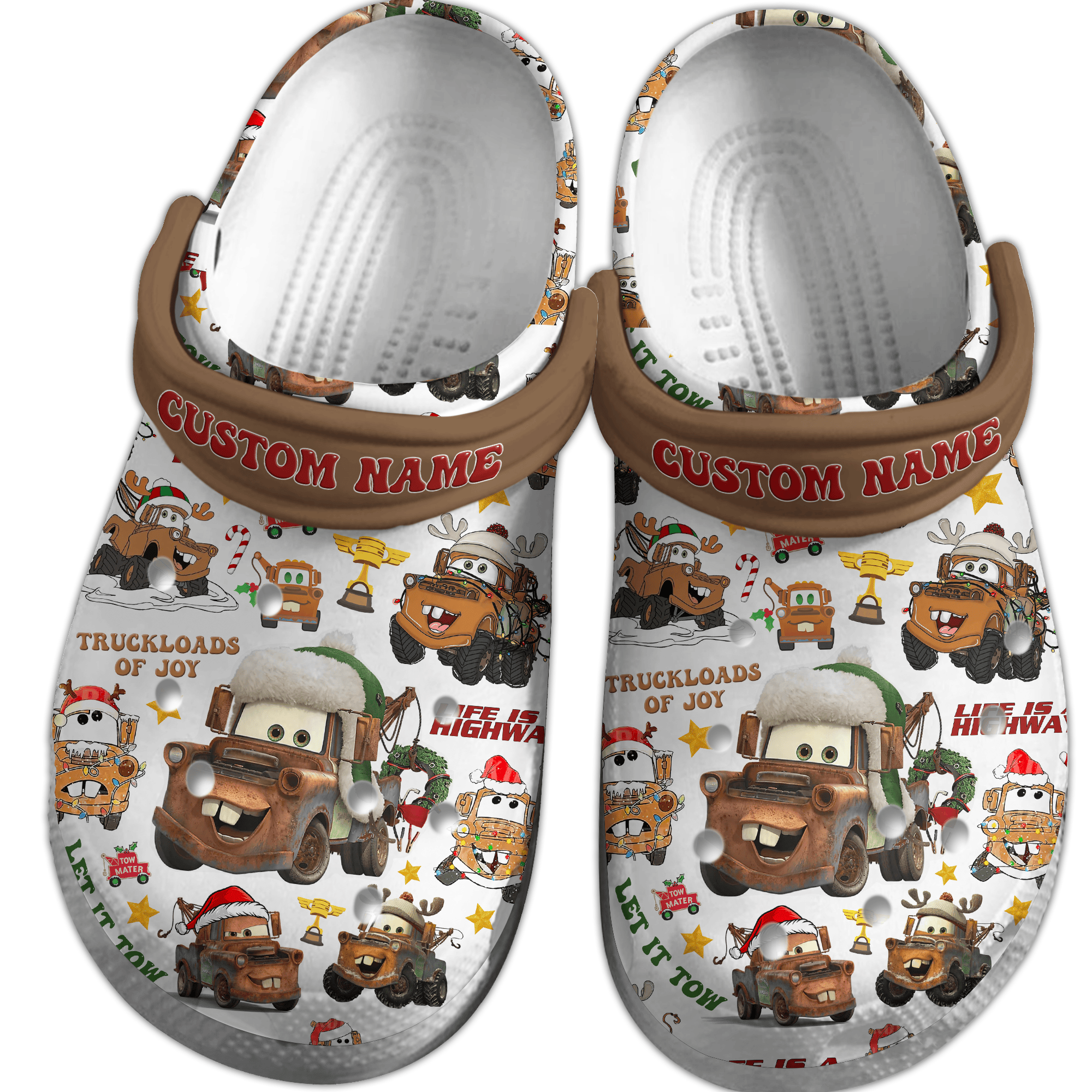 Merchidea Merry Christmas Trucks Mater Tow Truck Cartoon Crocs Crocband Clogs Shoes Comfortable For Men Women and Kids