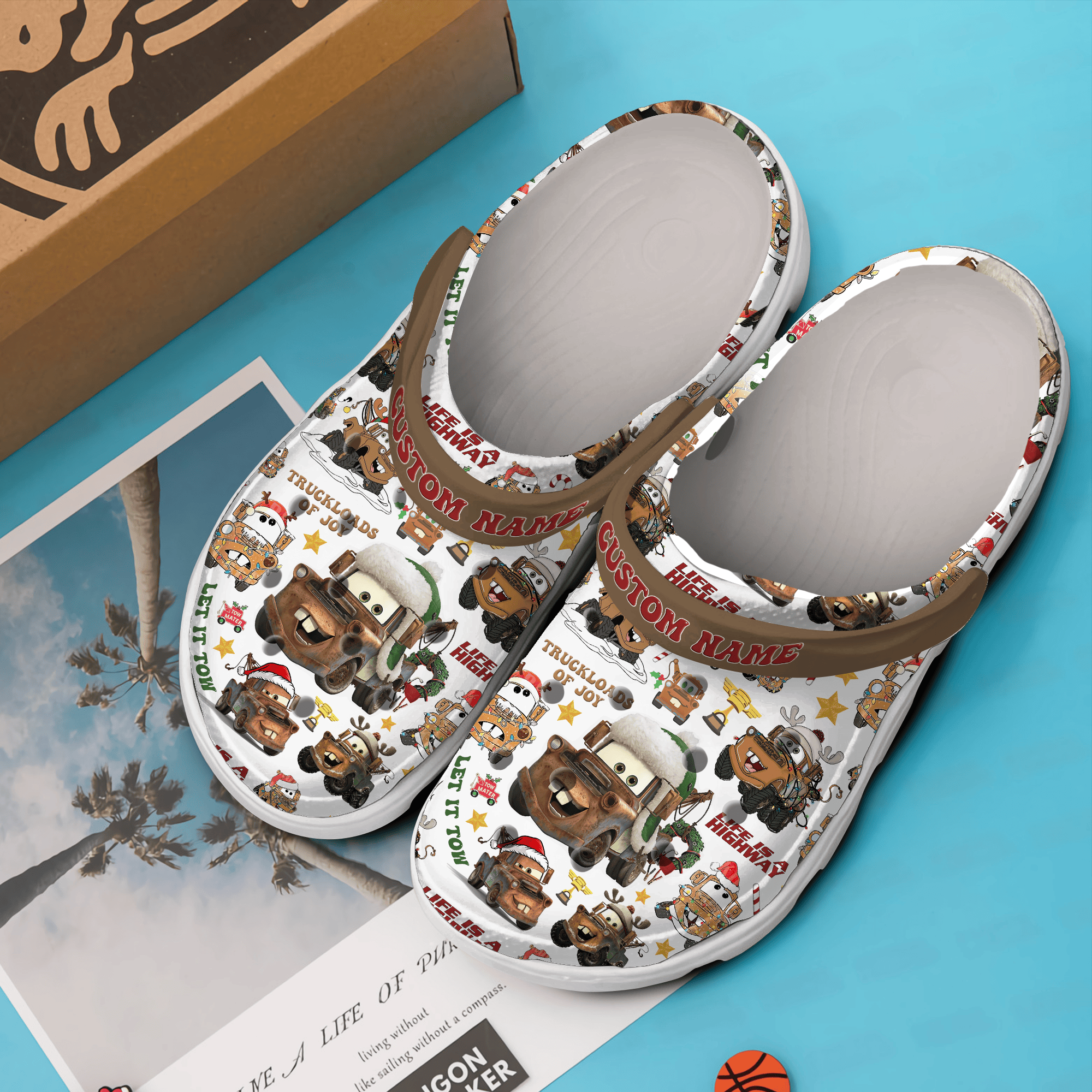 Merchidea Merry Christmas Trucks Mater Tow Truck Cartoon Crocs Crocband Clogs Shoes Comfortable For Men Women and Kids